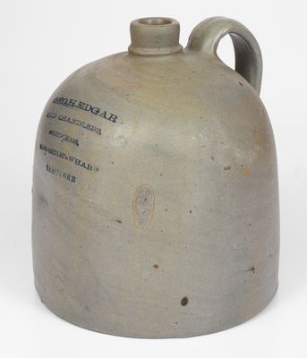 Stoneware Jug w/ Smith s Wharf / Baltimore Ship Chandler s Advertising, c1875