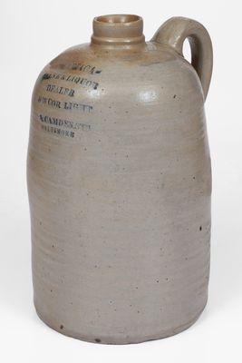 Stoneware Jug w/ Baltimore, MD Advertising, M. Triaca, Light & Camden Streets