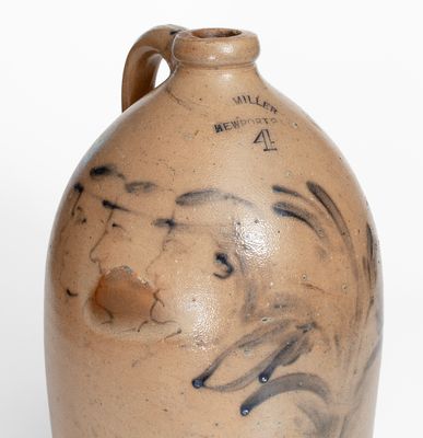 Exceedingly Rare M. & T. MILLER / NEWPORT, PA Stoneware Jug w/ Civil War Soldiers Decoration