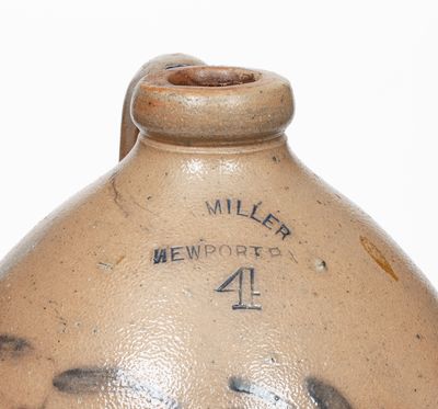 Exceedingly Rare M. & T. MILLER / NEWPORT, PA Stoneware Jug w/ Civil War Soldiers Decoration