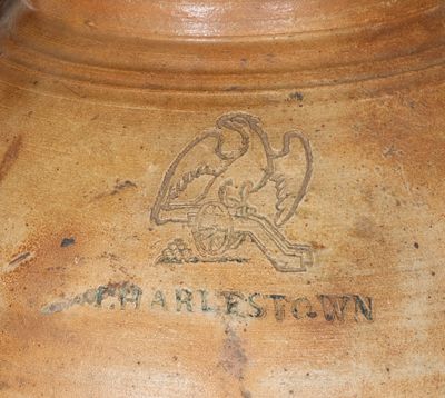 CHARLESTOWN, Mass. Stoneware Jar w/ Impressed Eagle-on-Cannon Motif, 1812-27