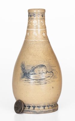 Very Rare Stoneware Bottle w/ Incised Mouse Decoration, probably White s Utica, 1878