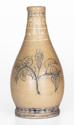 Very Rare Stoneware Bottle w/ Incised Mouse Decoration, probably White s Utica, 1878