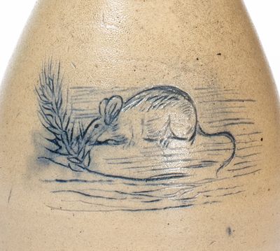 Very Rare Stoneware Bottle w/ Incised Mouse Decoration, probably White s Utica, 1878