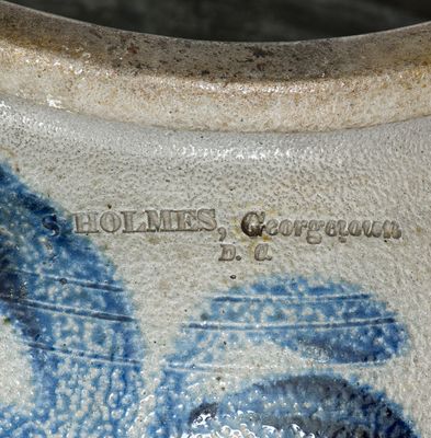 Extremely Rare S. HOLMES / GEORGETOWN, D. C. 4 Gal. Stoneware Jar w/ Elaborate Floral Decoration