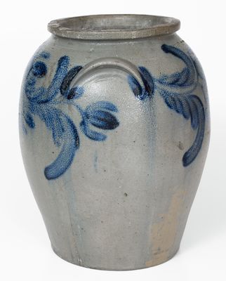 Extremely Rare S. HOLMES / GEORGETOWN, D. C. 4 Gal. Stoneware Jar w/ Elaborate Floral Decoration