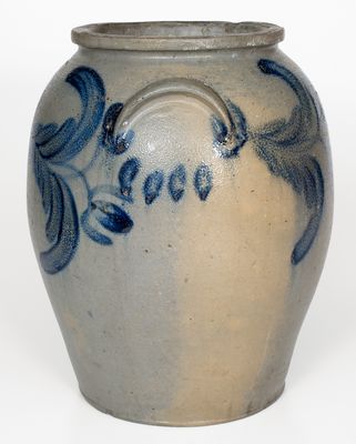 Extremely Rare S. HOLMES / GEORGETOWN, D. C. 4 Gal. Stoneware Jar w/ Elaborate Floral Decoration