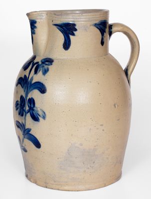 Extremely Rare 4 Gal. Baltimore Stoneware Pitcher w/ Floral Decoration, circa 1840