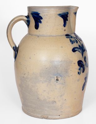 Extremely Rare 4 Gal. Baltimore Stoneware Pitcher w/ Floral Decoration, circa 1840