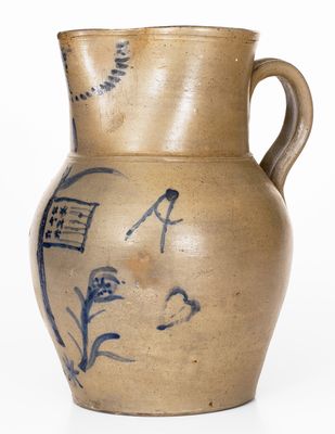 Exceptional Stoneware Pitcher w/ American Flag Design