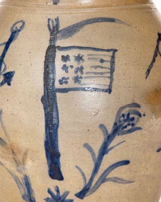 Exceptional Stoneware Pitcher w/ American Flag Design