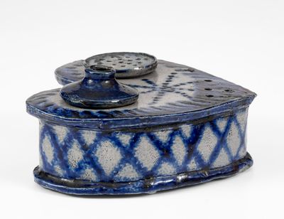 Exceedingly Rare and Important Heart-Shaped Stoneware Inkstand, Baltimore, MD, c1840