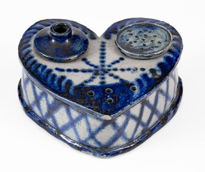 Exceedingly Rare and Important Heart-Shaped Stoneware Inkstand, Baltimore, MD, c1840