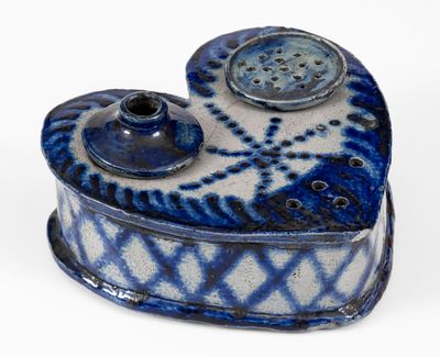 Exceedingly Rare and Important Heart-Shaped Stoneware Inkstand, Baltimore, MD, c1840