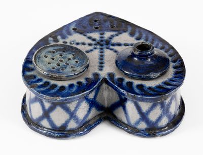 Exceedingly Rare and Important Heart-Shaped Stoneware Inkstand, Baltimore, MD, c1840