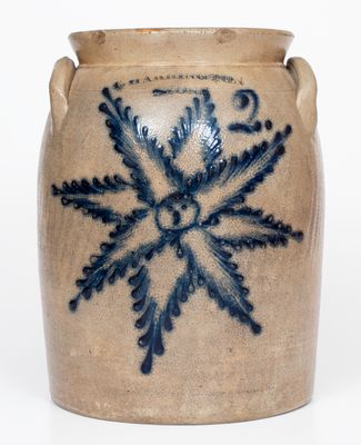 Rare T. HARRINGTON / LYONS Stoneware Jar w/ Starface Decoration