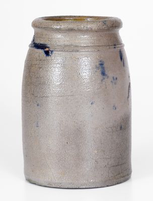 Exceptional Small-Sized Western PA Stoneware Canning Jar w/ Stripe and Dot Decoration