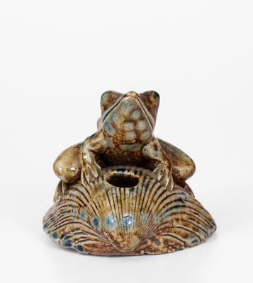 Rare Anna Pottery / 1881 Stoneware Frog Inkwell