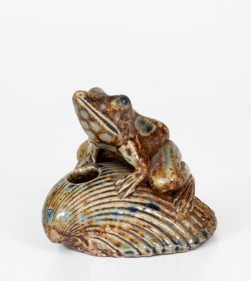 Rare Anna Pottery / 1881 Stoneware Frog Inkwell