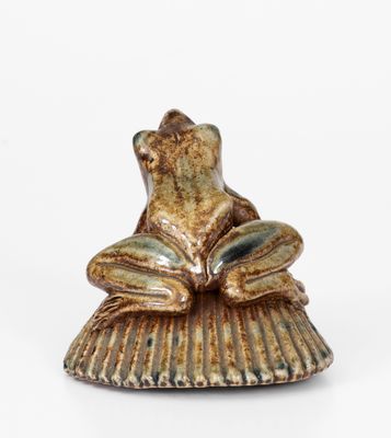 Rare Anna Pottery / 1881 Stoneware Frog Inkwell