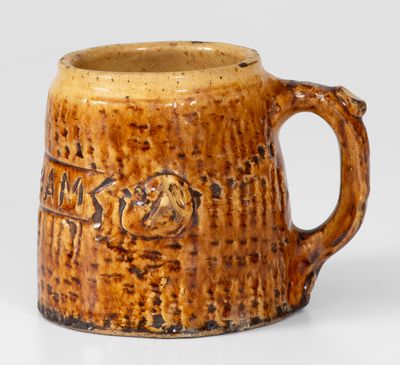 Rustic Yellowware Mug Inscribed MIRIAM, possibly E. & L. P. Norton, Bennington, VT