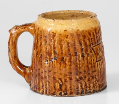 Rustic Yellowware Mug Inscribed MIRIAM, possibly E. & L. P. Norton, Bennington, VT