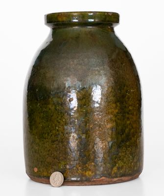 Fine Massachusetts Redware Jar w/ Green Glaze