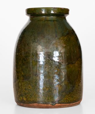 Fine Massachusetts Redware Jar w/ Green Glaze