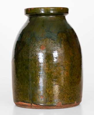 Fine Massachusetts Redware Jar w/ Green Glaze