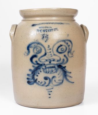 Scarce W. A. MACQUOID (New York City) Stoneware Jar w/ Stylized Face Decoration