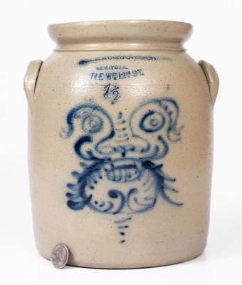 Scarce W. A. MACQUOID (New York City) Stoneware Jar w/ Stylized Face Decoration