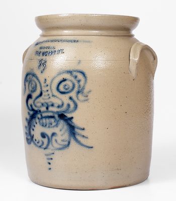 Scarce W. A. MACQUOID (New York City) Stoneware Jar w/ Stylized Face Decoration