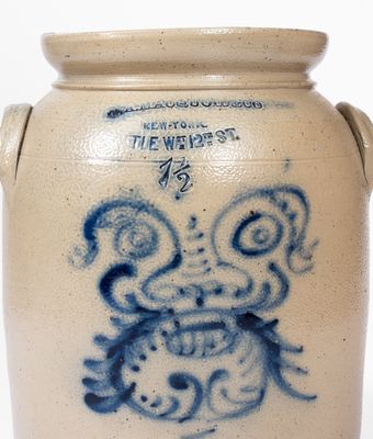 Scarce W. A. MACQUOID (New York City) Stoneware Jar w/ Stylized Face Decoration