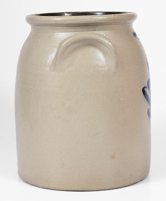 2 Gal. JOHN BURGER / ROCHESTER Stoneware Jar w/ Bold Slip-Trailed Floral Decoration