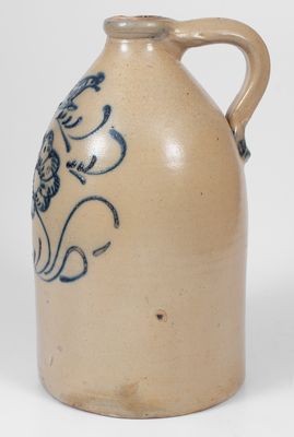 Attrib. Somerset, Massachusetts Stoneware Jug w/ Slip-Trailed Bird and Floral Decoration