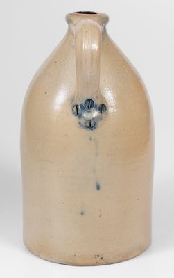 Attrib. Somerset, Massachusetts Stoneware Jug w/ Slip-Trailed Bird and Floral Decoration