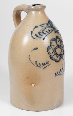 Attrib. Somerset, Massachusetts Stoneware Jug w/ Slip-Trailed Bird and Floral Decoration