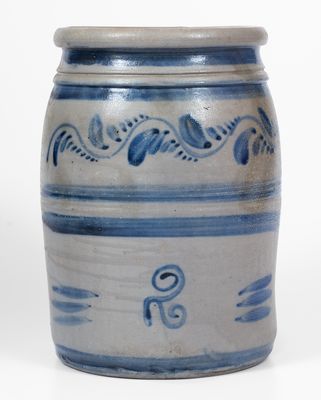 2 Gal. Greensboro, PA Stoneware Jar w/ Elaborate Freehand Cobalt Decoration