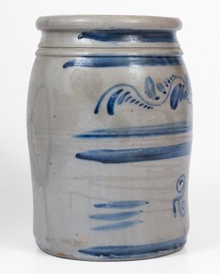 2 Gal. Greensboro, PA Stoneware Jar w/ Elaborate Freehand Cobalt Decoration