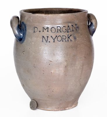 Extremely Rare D. MORGAN / N. YORK One-Gallon Open-Handled Stoneware Jar, c1800