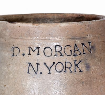 Extremely Rare D. MORGAN / N. YORK One-Gallon Open-Handled Stoneware Jar, c1800