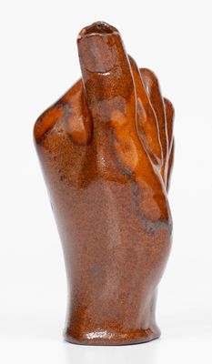 Rare and Fine Redware Hand-Form Bottle, American, 19th century