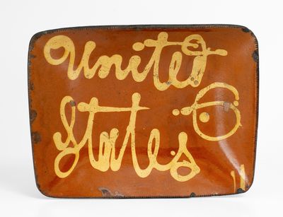 Extremely Rare and Important United States Redware Platter, Norwalk, CT, circa 1825-50