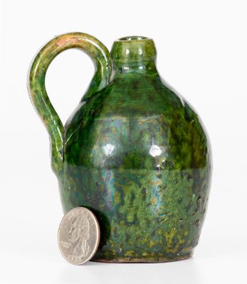 Fine Miniature Copper-Glazed Redware Jug, probably William Eby, Conestoga, Ontario, Canada