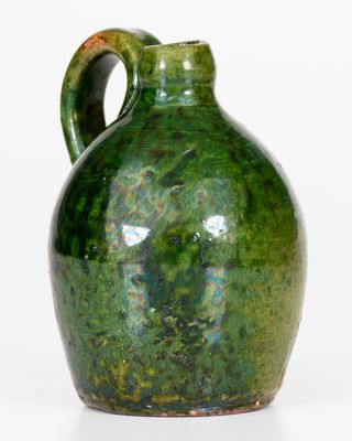 Fine Miniature Copper-Glazed Redware Jug, probably William Eby, Conestoga, Ontario, Canada