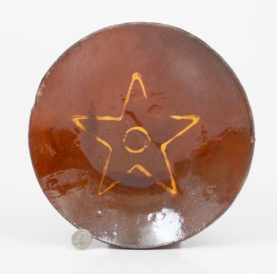 Huntington, Long Island Redware Plate with Star Decoration