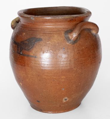 Exceedingly Rare and Important Adam States (NYC / NJ / CT) Stoneware Bird Jar, 18th century