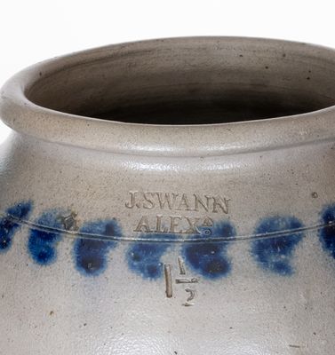 Rare J. SWANN / ALEXA Stoneware Jar (John Swann, Alexandria, Virginia), circa 1820