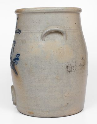 6 Gal. Stoneware Water Cooler with Slip-Trailed Bird Decoration attrib. Akron, OH