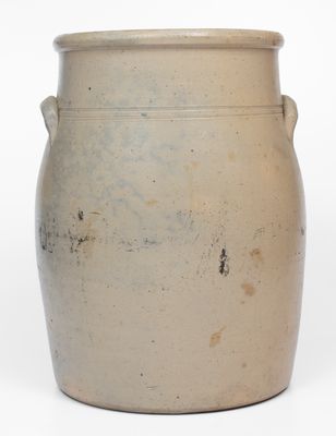 6 Gal. Stoneware Water Cooler with Slip-Trailed Bird Decoration attrib. Akron, OH